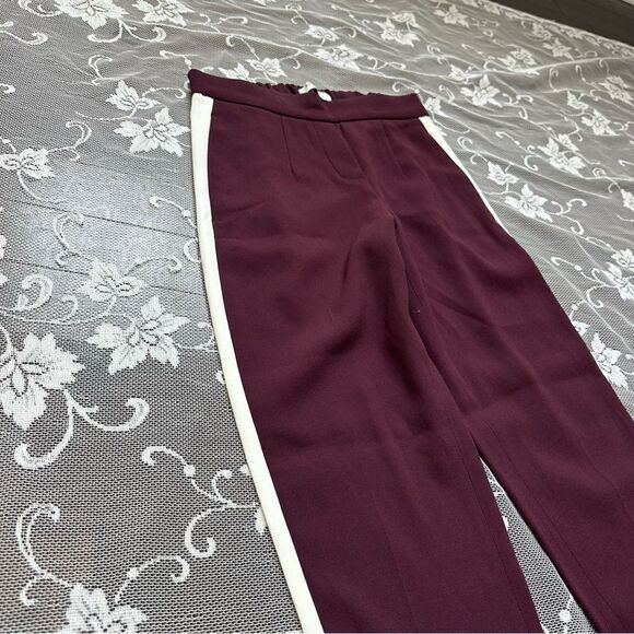 Aritzia Babaton Conan Terado Pant in Plum  with white stripe Sz 00 - Picture 3 of 12